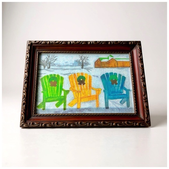 Chaises de Plage Trois Couleurs / Three Colorful Beach Chairs in Winter Snow - Picture 4 of 7